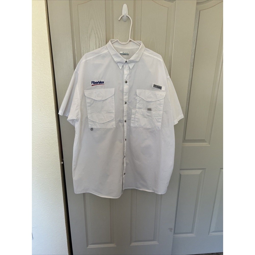 Columbia Performance Fishing Gear Vented Shirt Men's 2XL Tall White Short Slvs